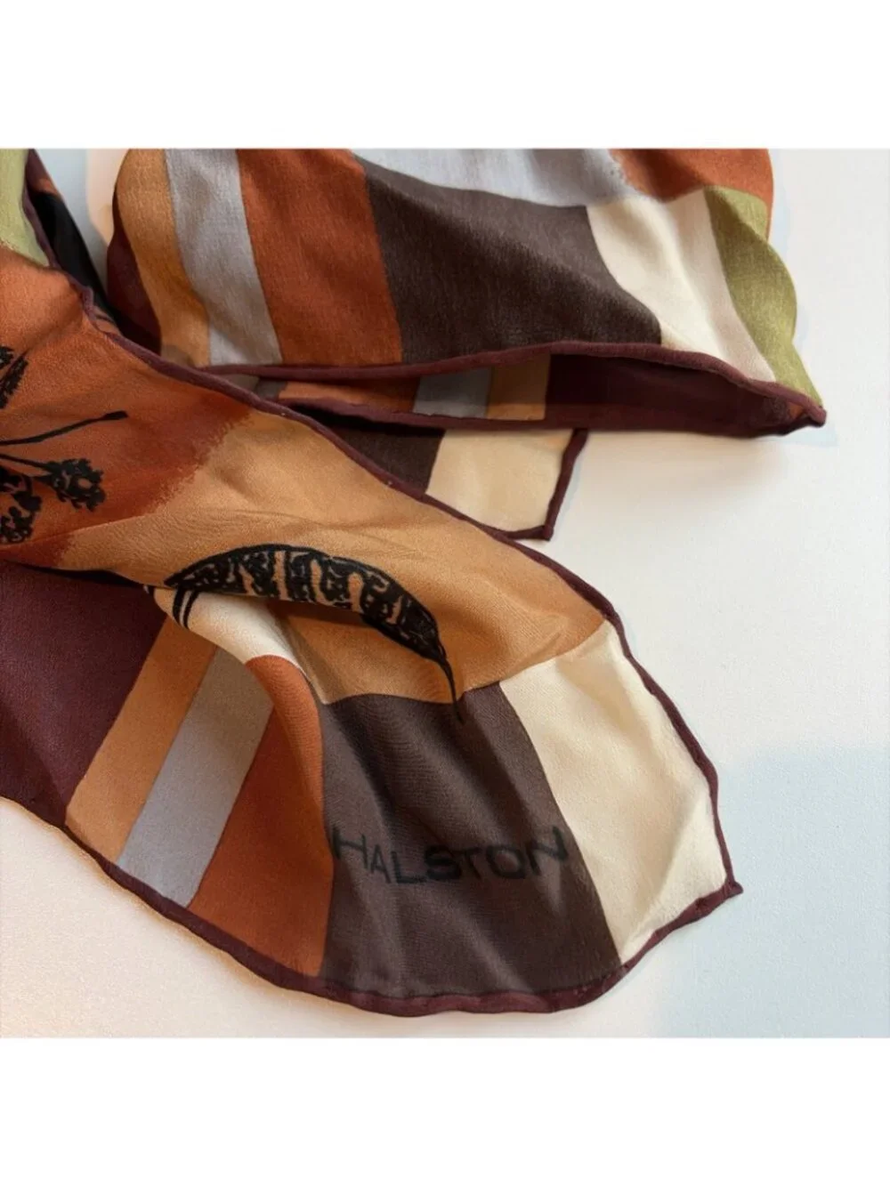 Vintage Halston Silk Scarf  13 X59
